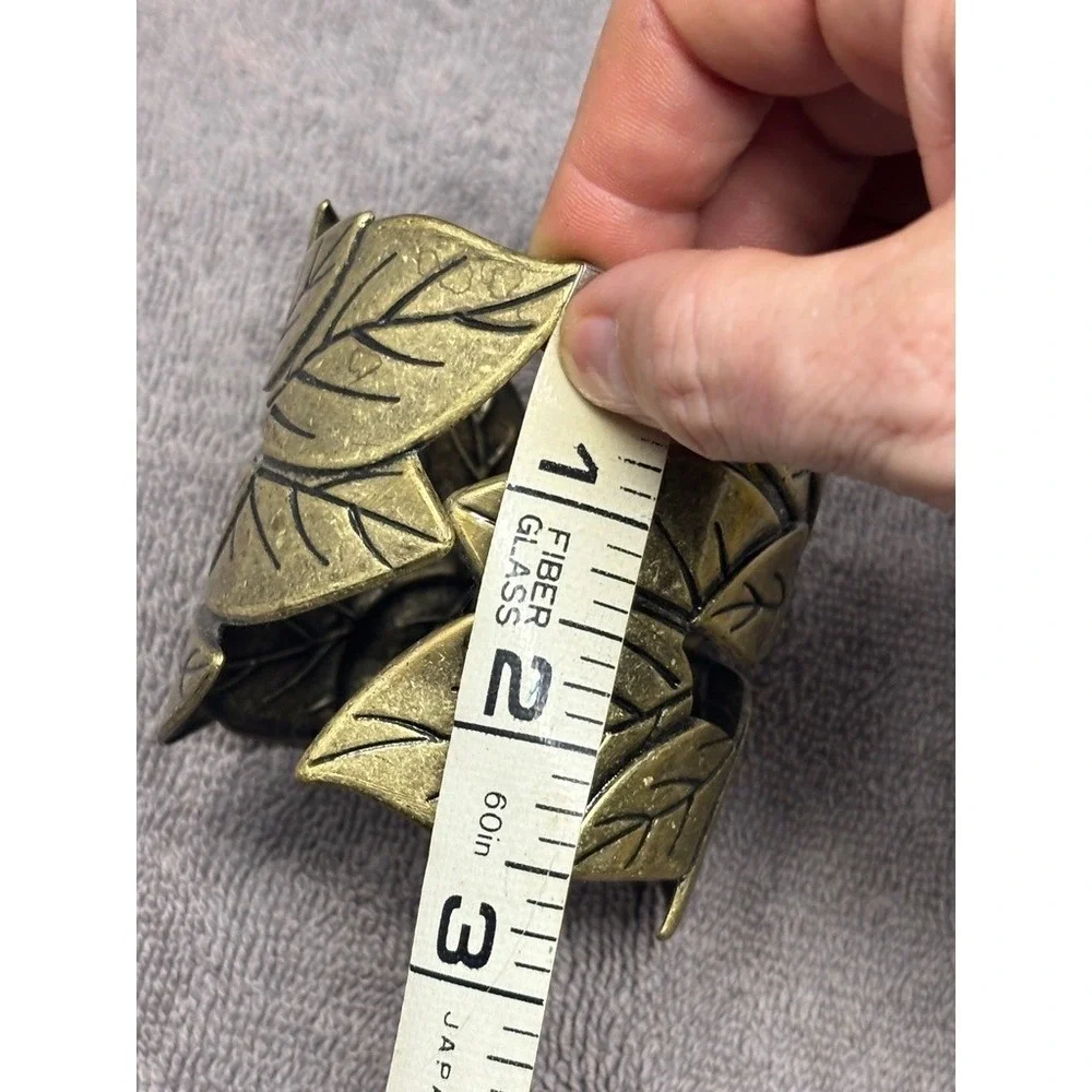 Leaf Cuff Bracelet Hinged‎ Boho Nature Statement Wide Laurel Wreath